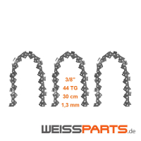 Sägekette 3/8" 1,3 mm 44 TG Halbmeißel HM passend für Motorsäge STIHL 009 010 011 012, für 30 cm Schwert / Führungsschiene; Montage gemäß Explosionszeichnung auf Kettenrad und Schwert; STIHL 009 010 011 012 Ersatzteile von WEISSPARTS