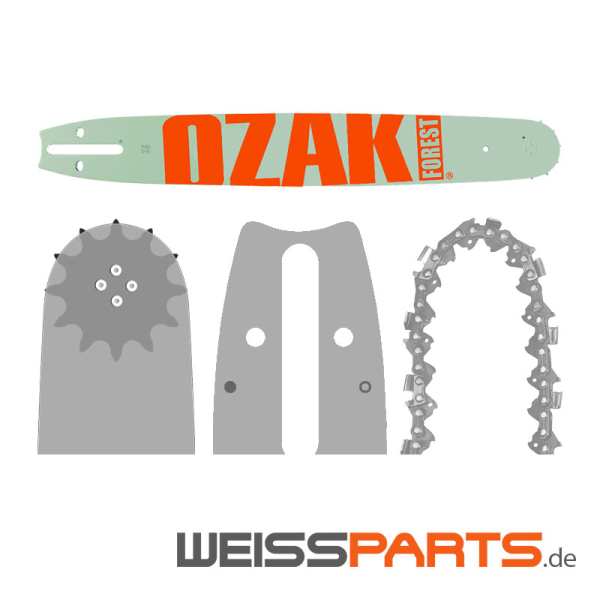 30 cm Schwert / Führungsschiene inkl. 2 Halbmeißelketten; Montage gemäß Explosionszeichnung auf Kettenrad und Schwert; STIHL Ersatzteile von WEISSPARTS