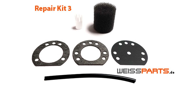 Stihl 009 010 011 012 Oil Pump Repair Kit 3: diaphragm, gaskets, filter and oil line, WEISSPARTS Spare Parts, Made in Germany
